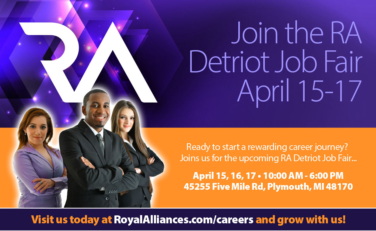 RA Detroit Job Fair - April 15, 16, 17 • 10:00 AM - 6:00 PM 45255 Five Mile Rd, Plymouth, MI 48170